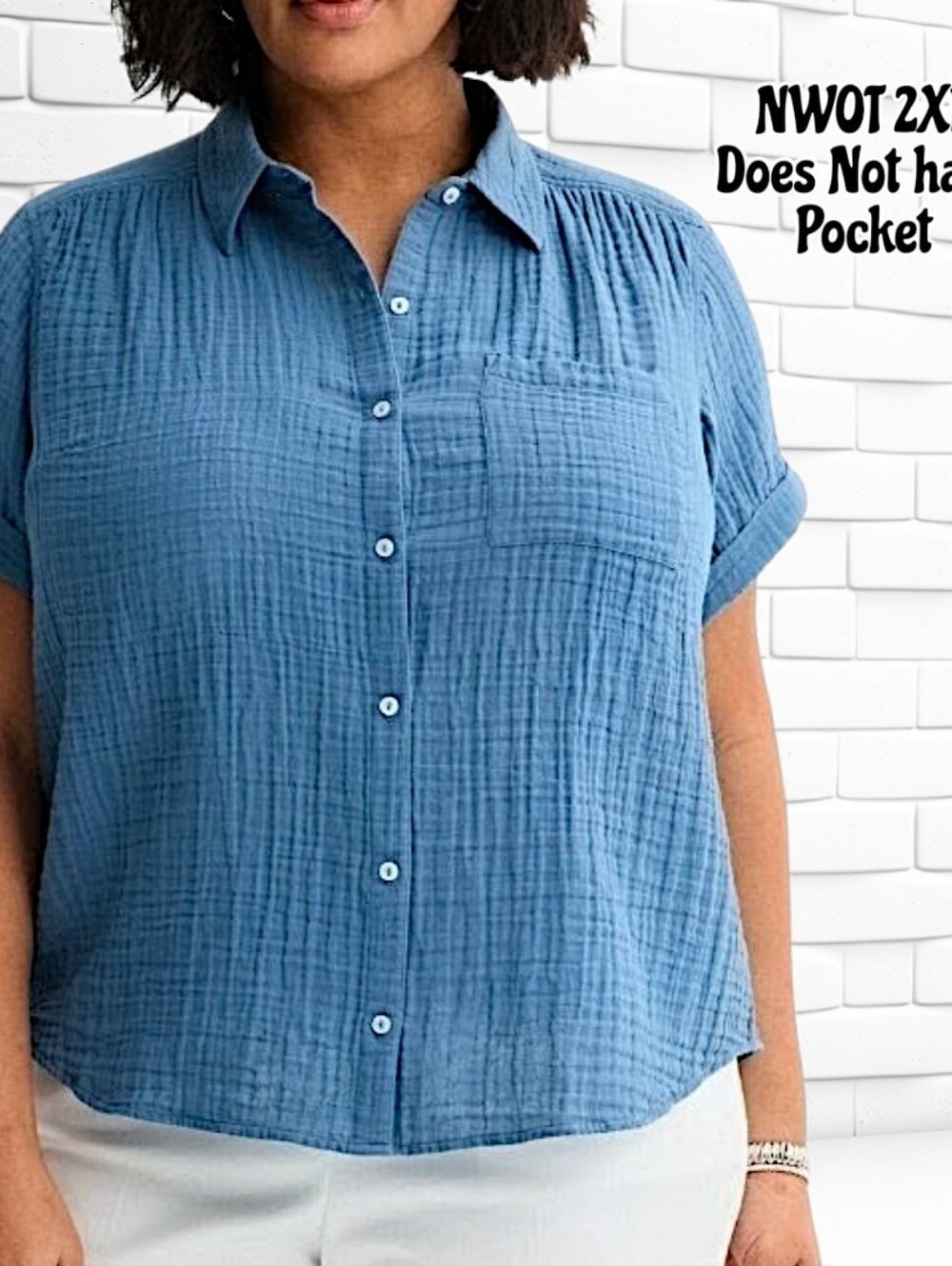New 2XL Camp Gauze Short Sleeve Button Down Shirt (Does not have Pocket)